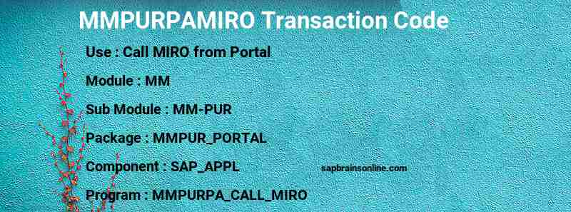SAP MMPURPAMIRO transaction code