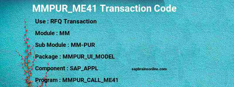 SAP MMPUR_ME41 transaction code
