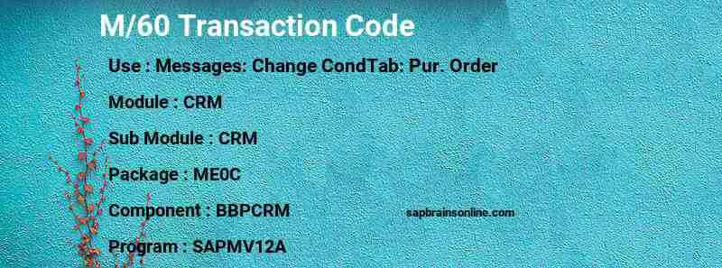 SAP M/60 transaction code