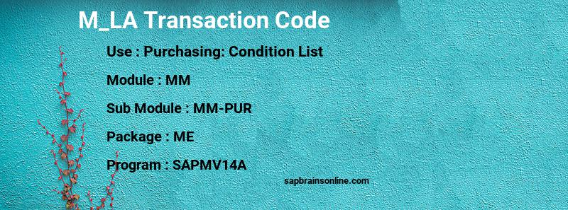 SAP M_LA transaction code