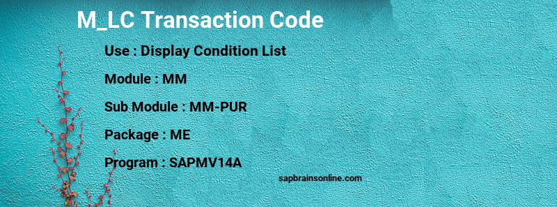 SAP M_LC transaction code