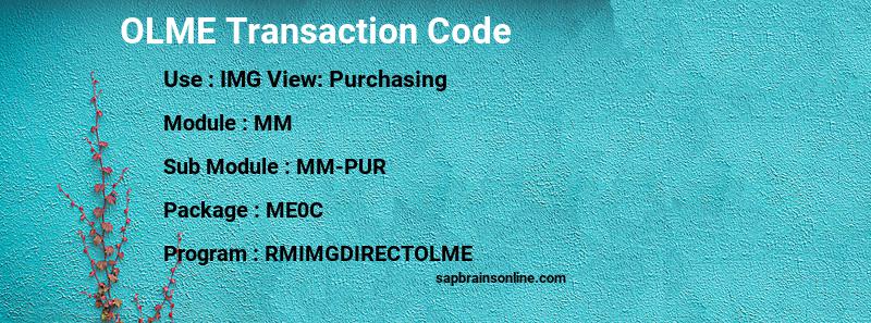 SAP OLME transaction code