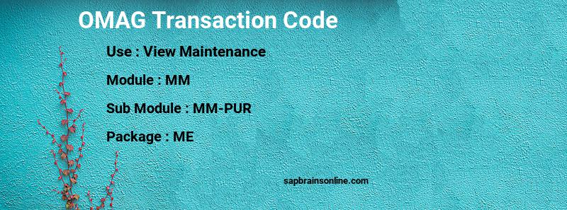 SAP OMAG transaction code