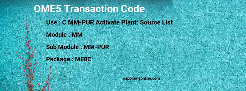 SAP OME5 transaction code