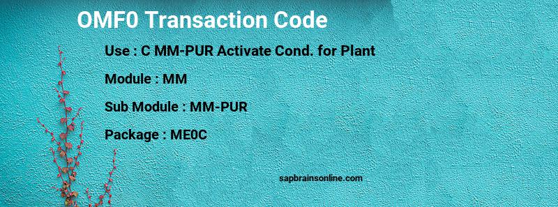 SAP OMF0 transaction code