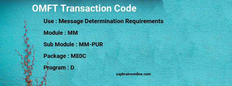 SAP OMFT transaction code