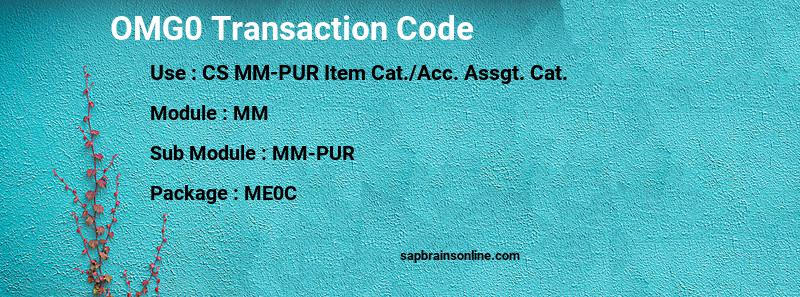 SAP OMG0 transaction code