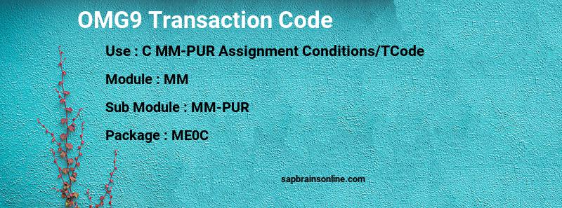 SAP OMG9 transaction code