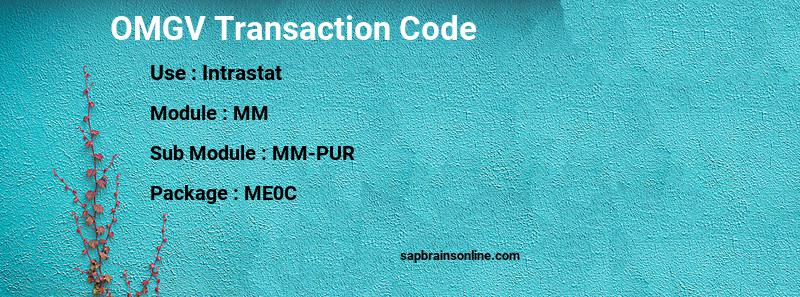 SAP OMGV transaction code