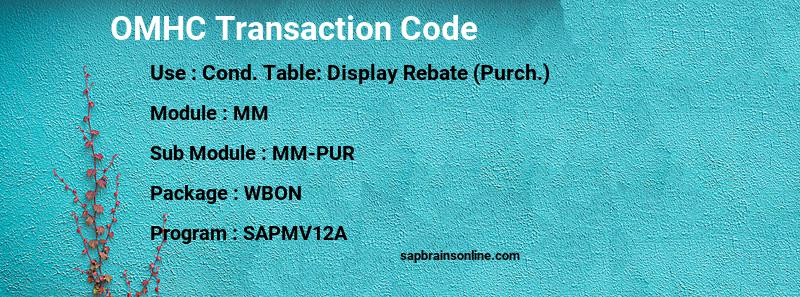 SAP OMHC transaction code