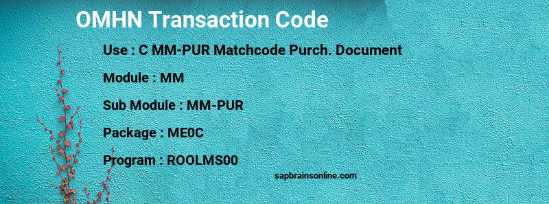 SAP OMHN transaction code