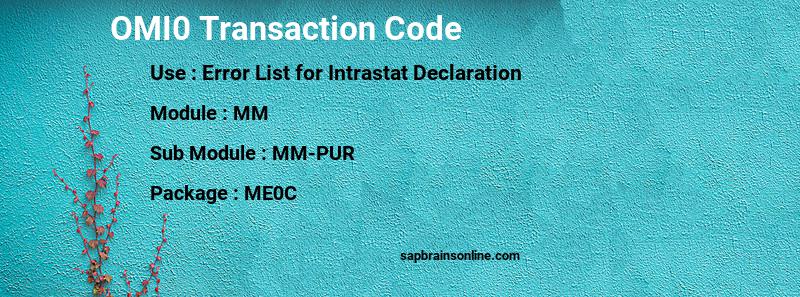 SAP OMI0 transaction code
