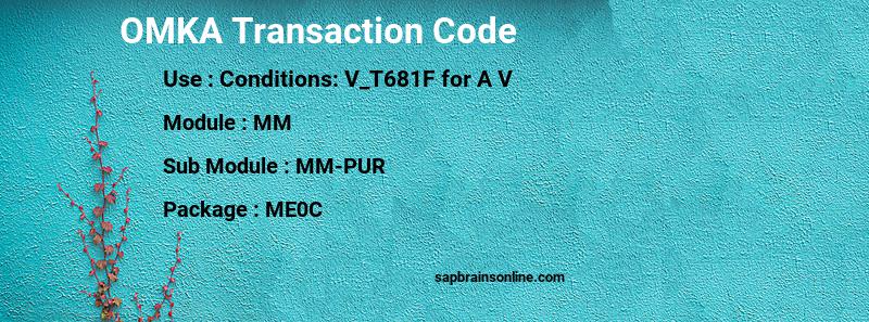 SAP OMKA transaction code