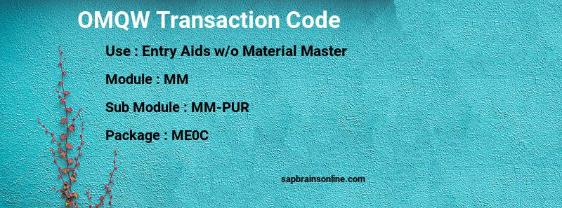 SAP OMQW transaction code