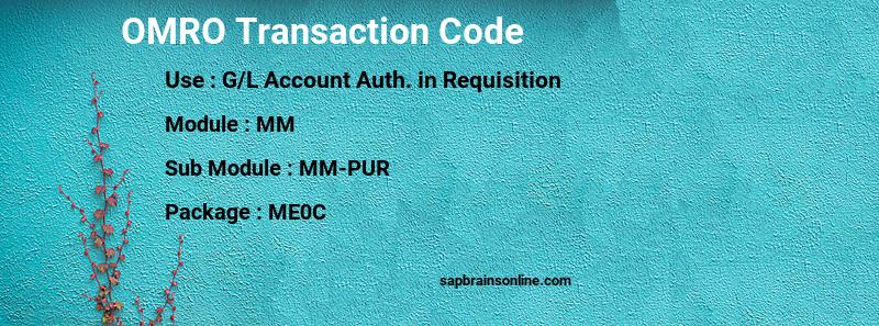 SAP OMRO transaction code