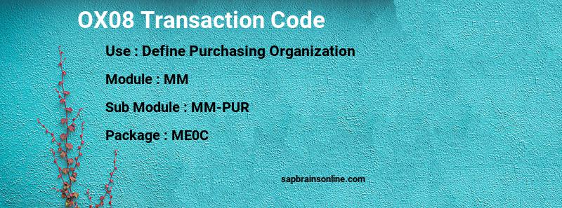 SAP OX08 transaction code