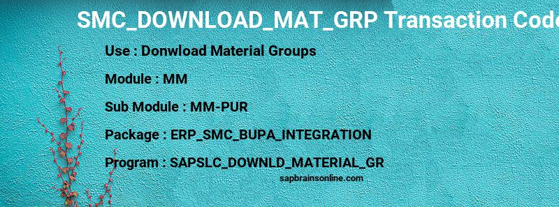 SAP SMC_DOWNLOAD_MAT_GRP transaction code