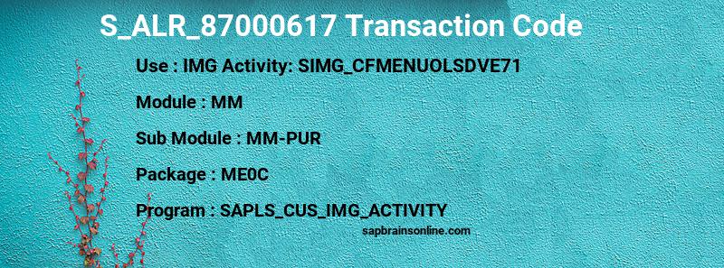 SAP S_ALR_87000617 transaction code