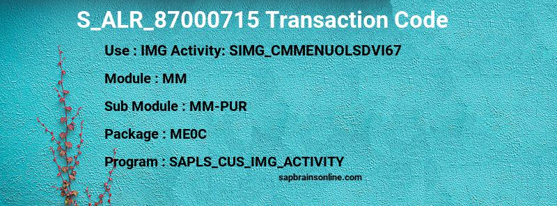 SAP S_ALR_87000715 transaction code