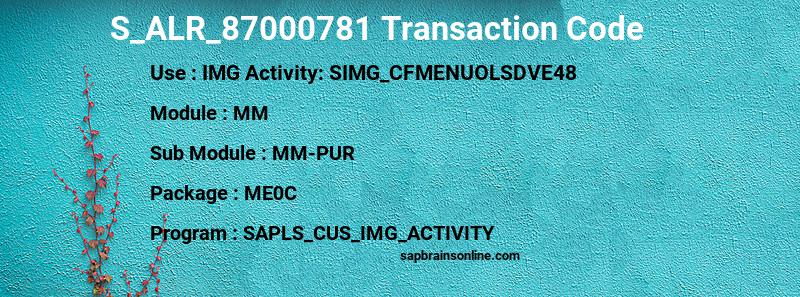 SAP S_ALR_87000781 transaction code