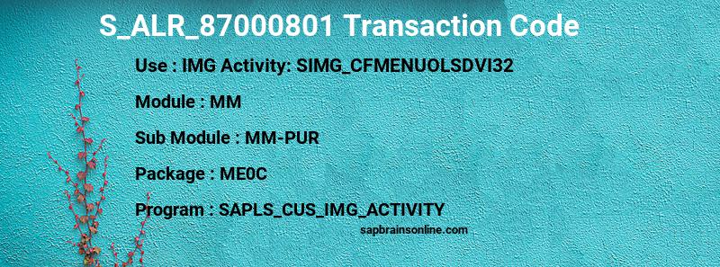 SAP S_ALR_87000801 transaction code
