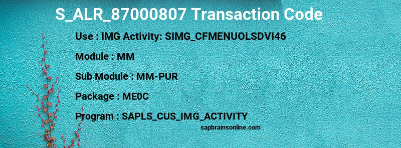 SAP S_ALR_87000807 transaction code