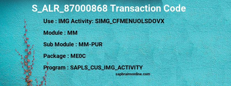 SAP S_ALR_87000868 transaction code