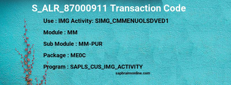 SAP S_ALR_87000911 transaction code