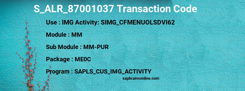SAP S_ALR_87001037 transaction code