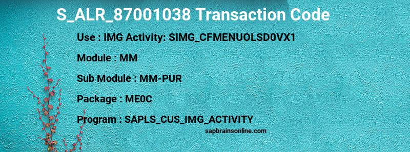 SAP S_ALR_87001038 transaction code