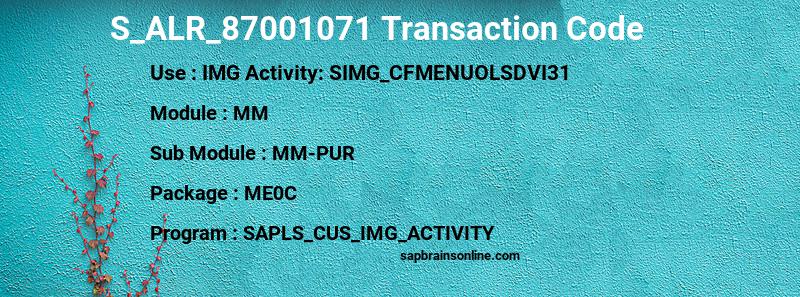 SAP S_ALR_87001071 transaction code