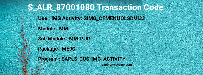 SAP S_ALR_87001080 transaction code