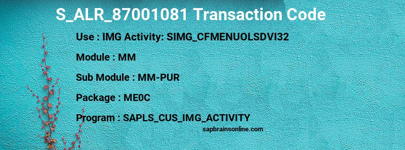 SAP S_ALR_87001081 transaction code
