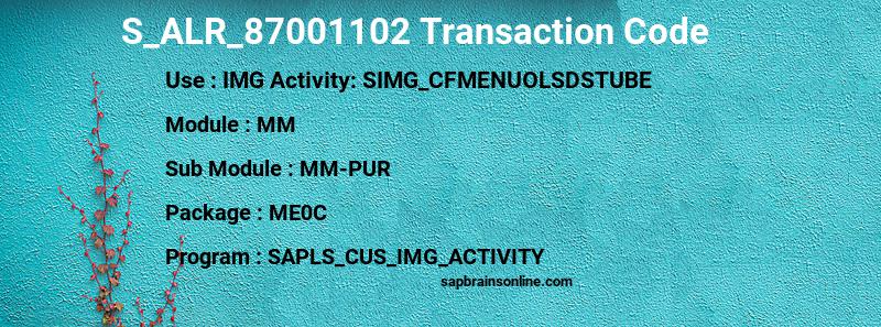 SAP S_ALR_87001102 transaction code