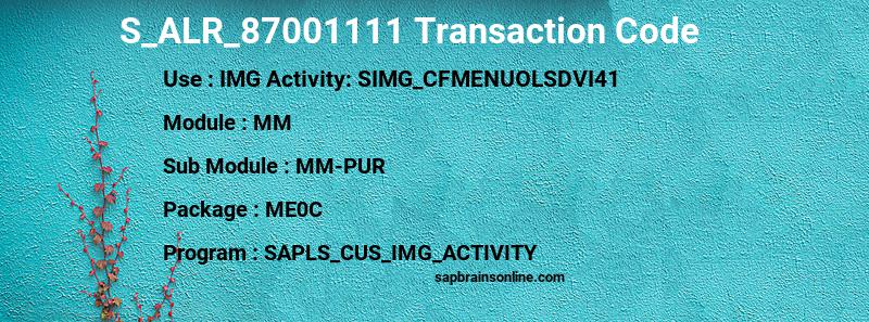 SAP S_ALR_87001111 transaction code