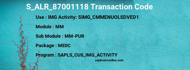 SAP S_ALR_87001118 transaction code