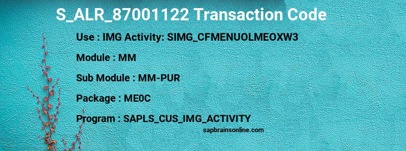 SAP S_ALR_87001122 transaction code