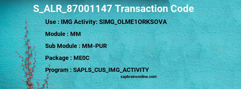 SAP S_ALR_87001147 transaction code