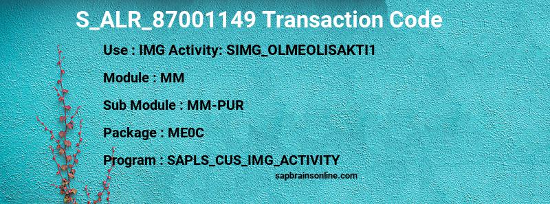 SAP S_ALR_87001149 transaction code