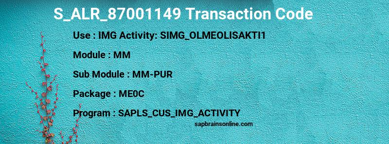 SAP S_ALR_87001149 transaction code