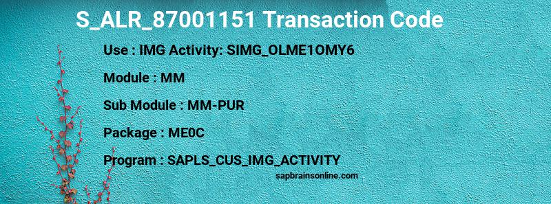 SAP S_ALR_87001151 transaction code