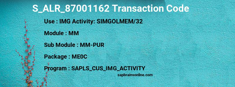 SAP S_ALR_87001162 transaction code