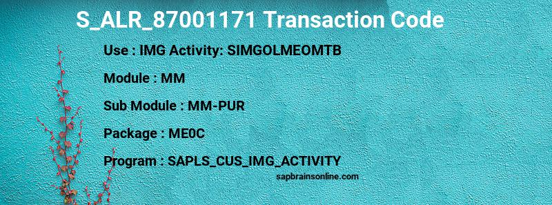 SAP S_ALR_87001171 transaction code