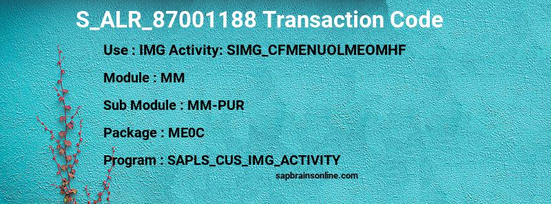 SAP S_ALR_87001188 transaction code