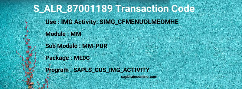 SAP S_ALR_87001189 transaction code