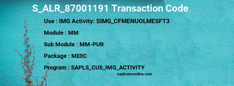 SAP S_ALR_87001191 transaction code