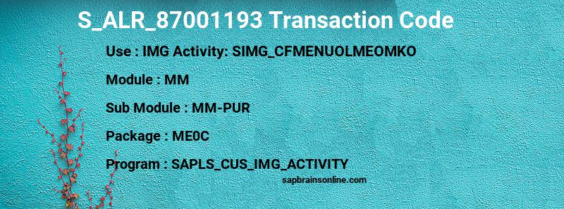 SAP S_ALR_87001193 transaction code