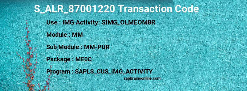 SAP S_ALR_87001220 transaction code