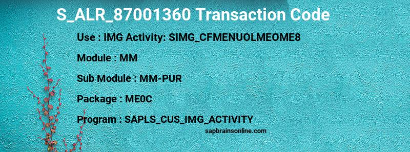 SAP S_ALR_87001360 transaction code