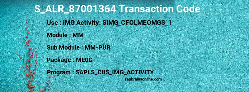 SAP S_ALR_87001364 transaction code